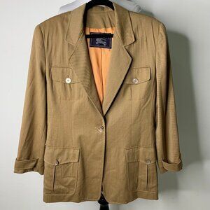 Vintage Burberrys Women's Tan 100% Wool Blazer Jacket Size 12